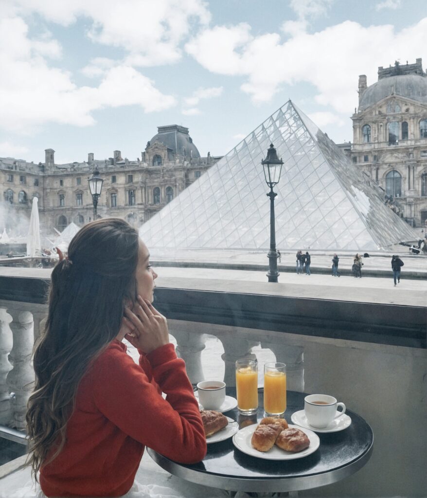  Le Café Marly: Louvre en Vue